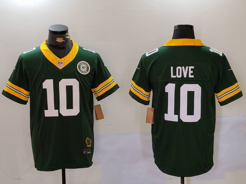 Men Green Bay Packers #10 Love Green Throwback 2024 Nike Vapor Limited NFL Jersey style 9121